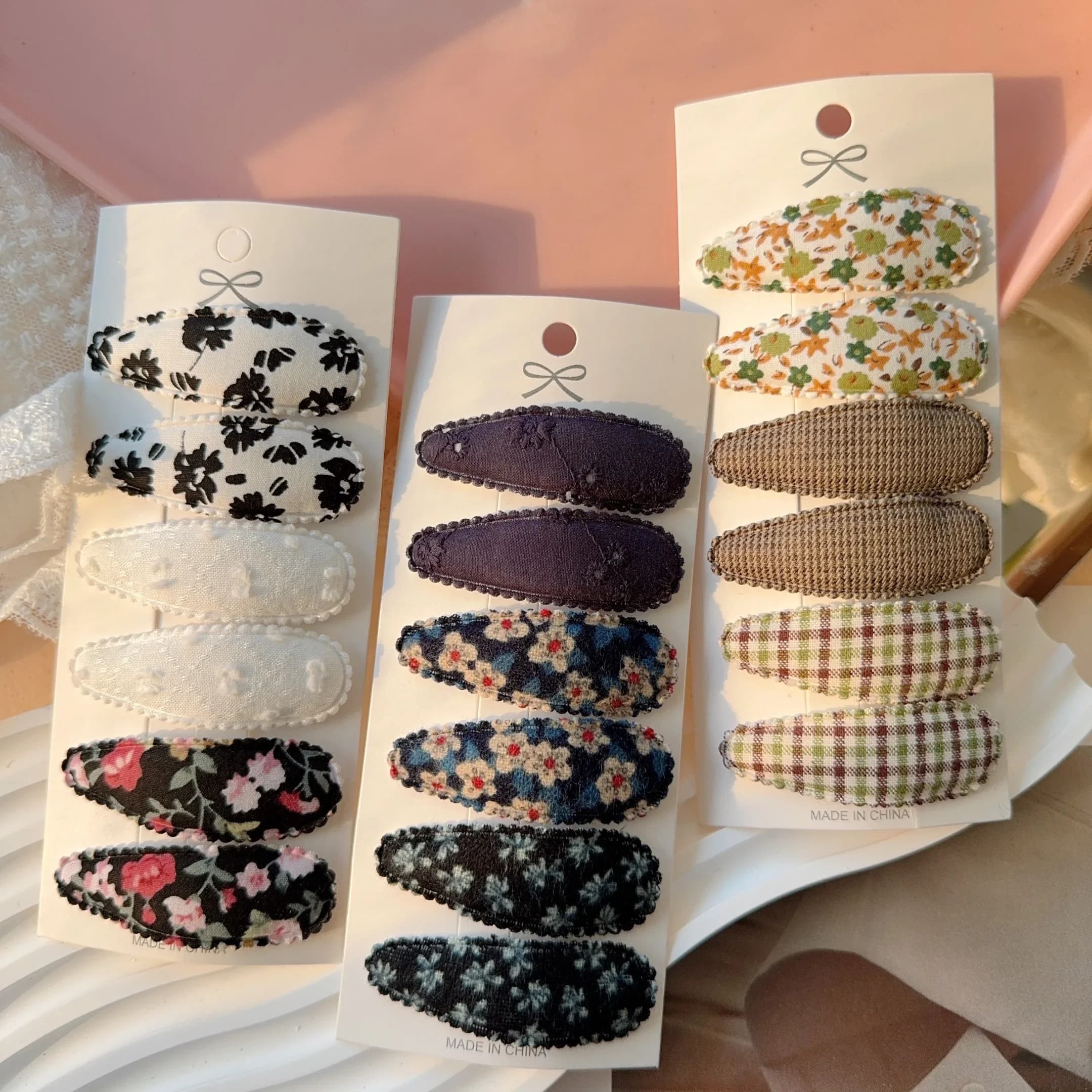 6 pezzi carino stampa BB fermagli per capelli moda fatta a mano all'uncinetto fermagli per capelli ragazza accessori per capelli bambino accessori per bambini copricapo regalo