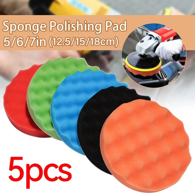 5 Pz 5 "6" 7 "150/180mm Lucidatura Spugna Pad Kit Auto Lucidatore Onda Morbida Schiuma Waffle Pad Autolavaggio Pulizia Dettagli Strumento