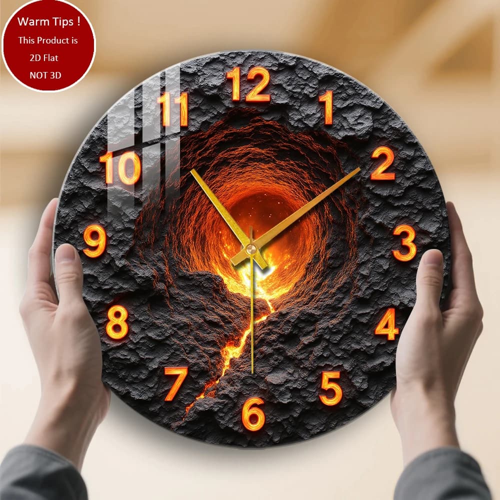 Tempered glass wall clock with volcanic lava clock design, suitable for home or table room wall decoration, anywhere