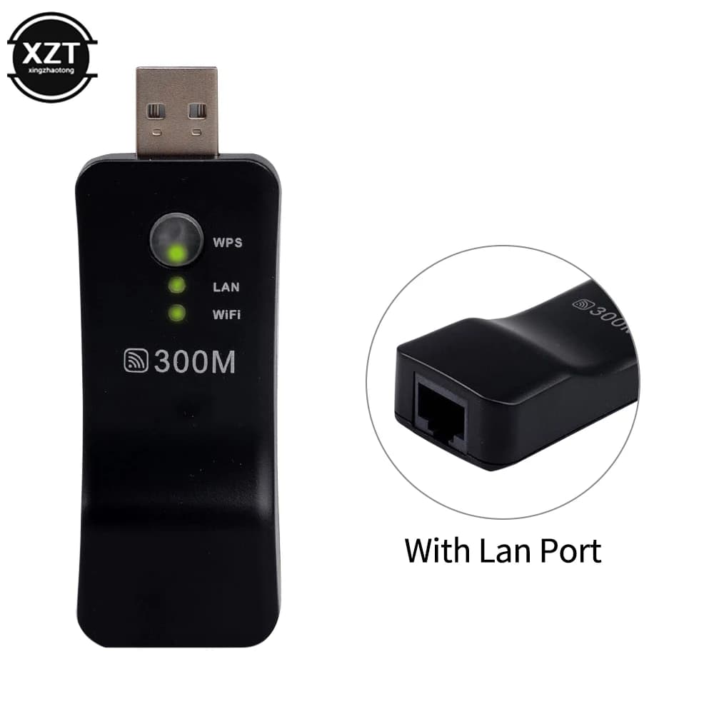 PIÙ NUOVO 300Mpbs USB Wireless WiFi Smart TV Adattatore di rete Universale HDTV RJ45 Porta Lan Ripetitore AP WPS per Samsung Sony TV