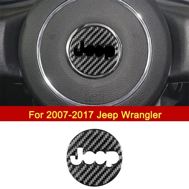 Per il periodo 2007-2017 Jeep Wrangle Volante per auto in fibra di carbonio Logo Adesivo Premium Accessori per la modifica degli interni Aggiornamento di lusso