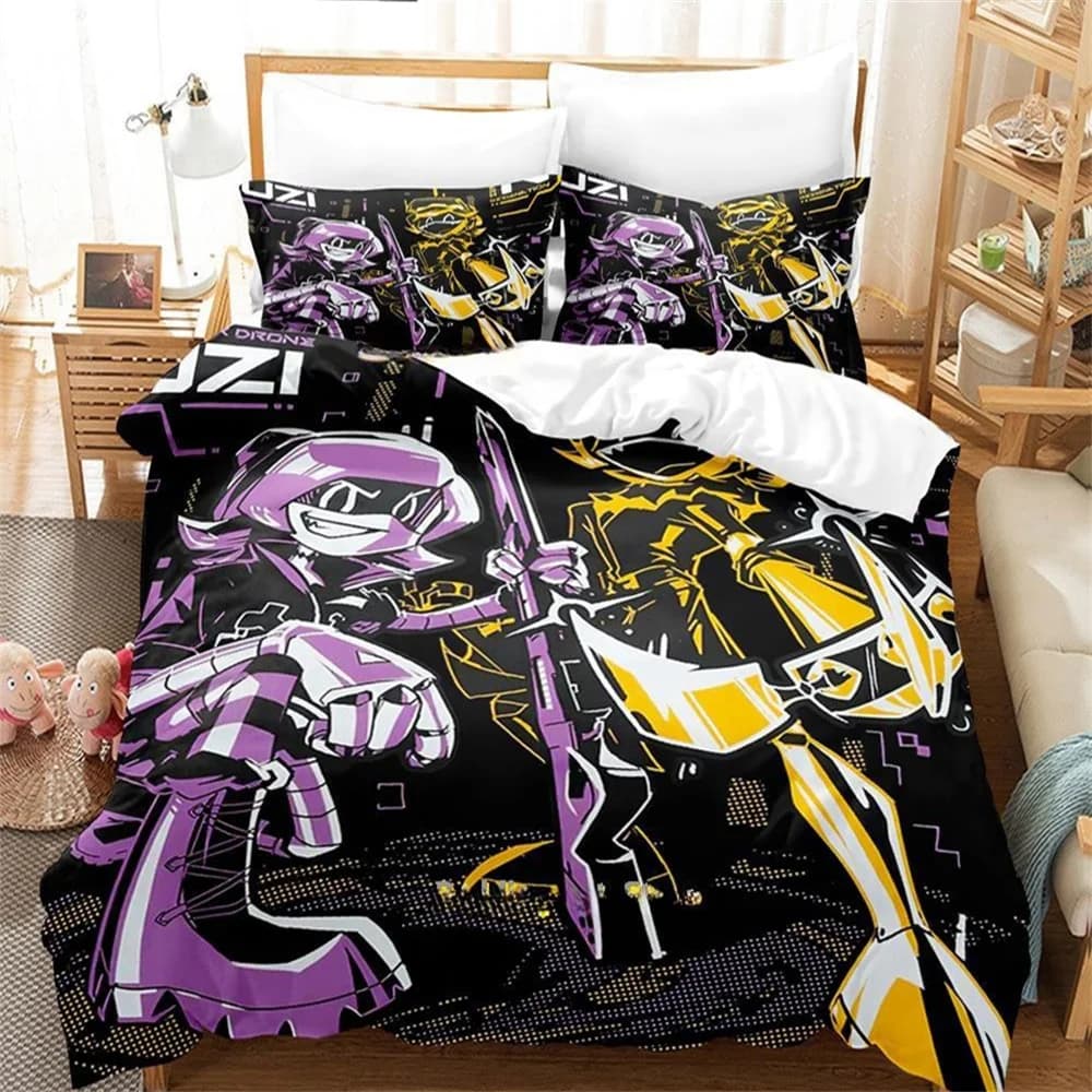 Murder-Drones Set di biancheria da letto stampati con cartoni animati Set di forniture per letto squisito Copripiumino Set di trapunta Biancheria da letto Regalo di compleanno di lusso