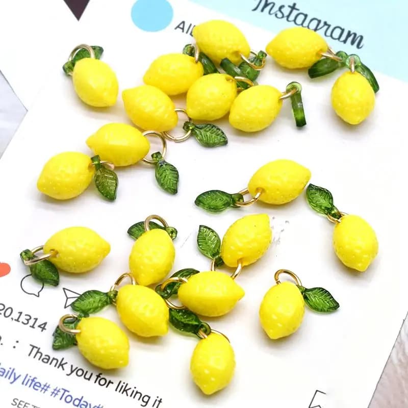 Small Acrylic Lemon DIY Charms Cute Fruit Shape Pendants for Handmade Jewelry Earring Bracelet Keychain Craft Accessories