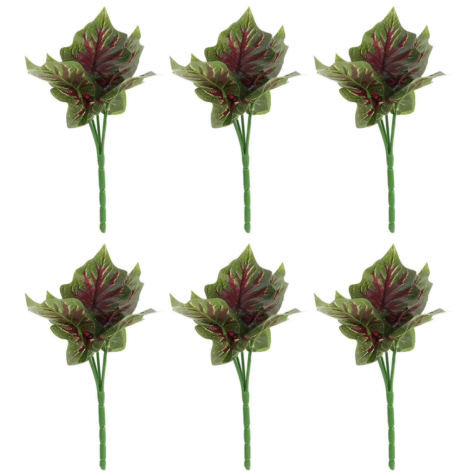 6Pcs Artificial Simulation Plants Decoration Realistic Green Leaves Desktop Ornament Home Office Banquet Decor