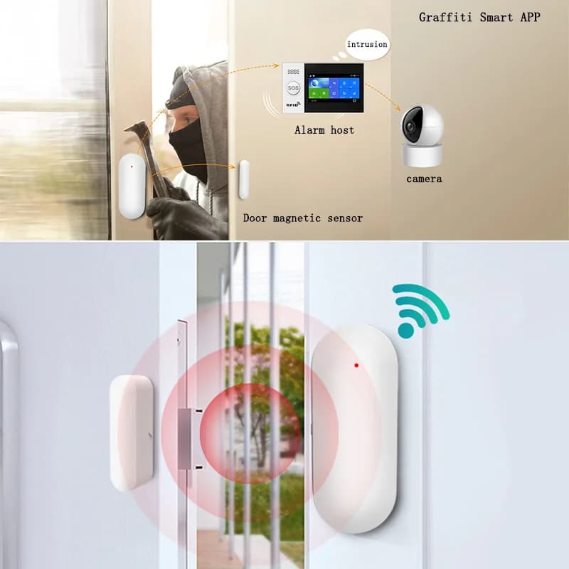 Graffiti Wifi Porta intelligente Allarme antifurto magnetico Home Zigbee Finestra Sensore anti-demolizione App Push Monitoraggio remoto