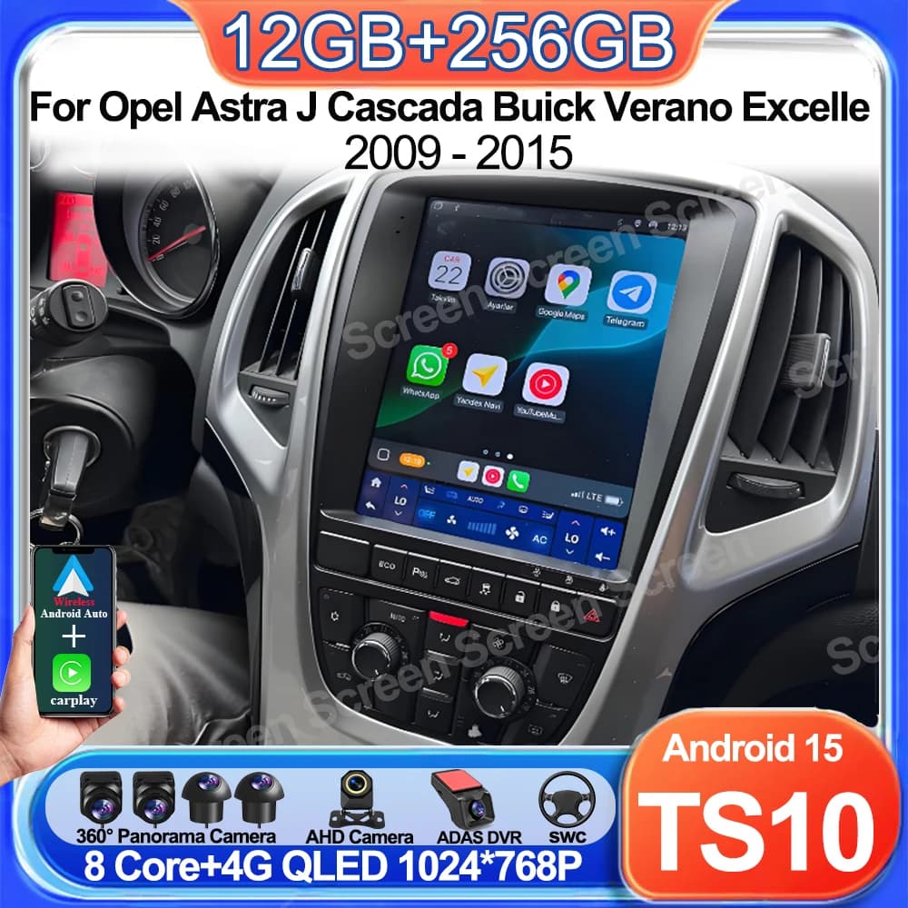 Autoradio Android 15 from 9,7 Inches for Opel Astra J Cascada Buick Verano Excelle 2009-2015, GPS, Navigation, Multimedia Control Units