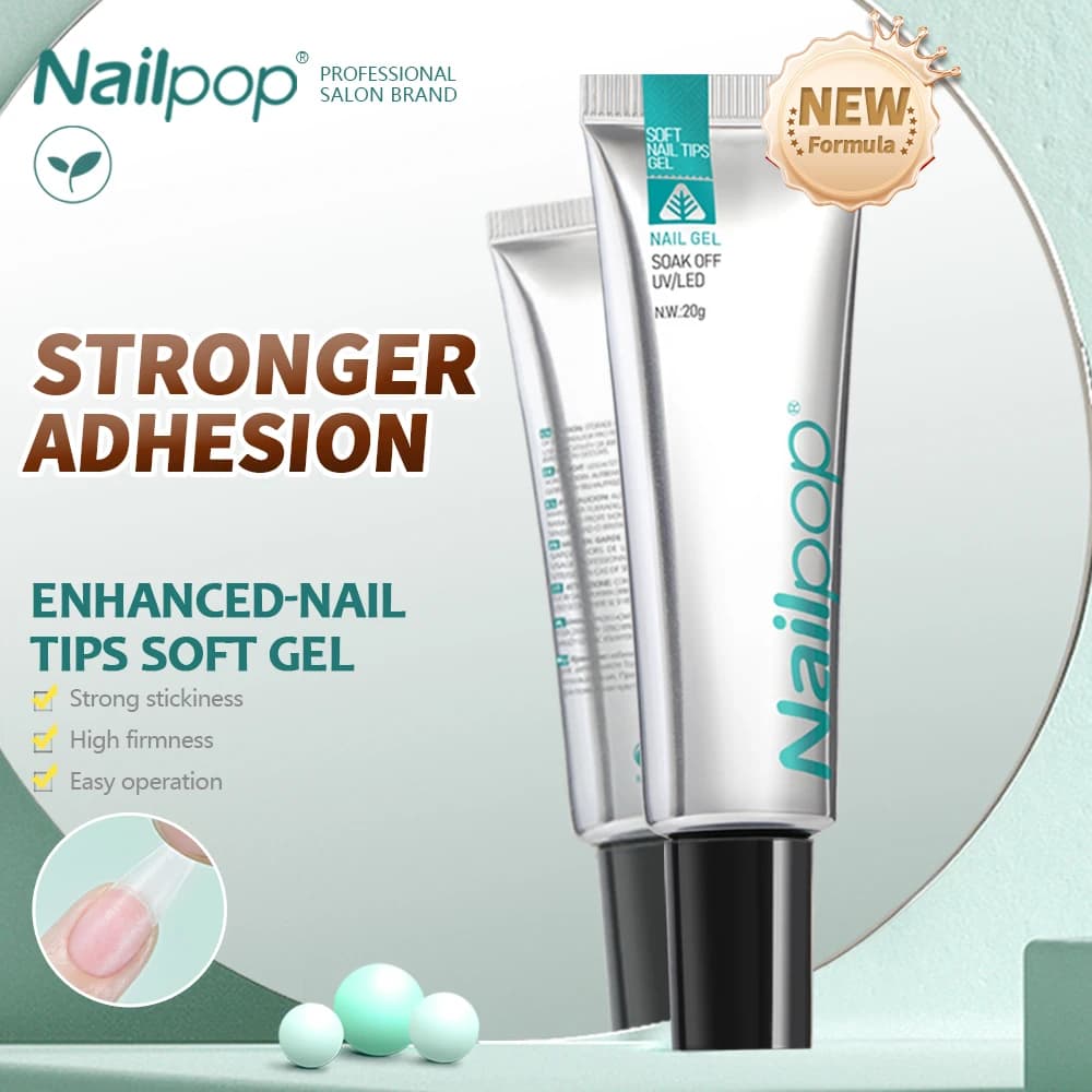 NAILPOP Punte per unghie morbide Gel Soak Off Colla gel utilizzata per pasta rapida Punte finte e strass Gelatina UV Smalto Strumenti per nail art 20g