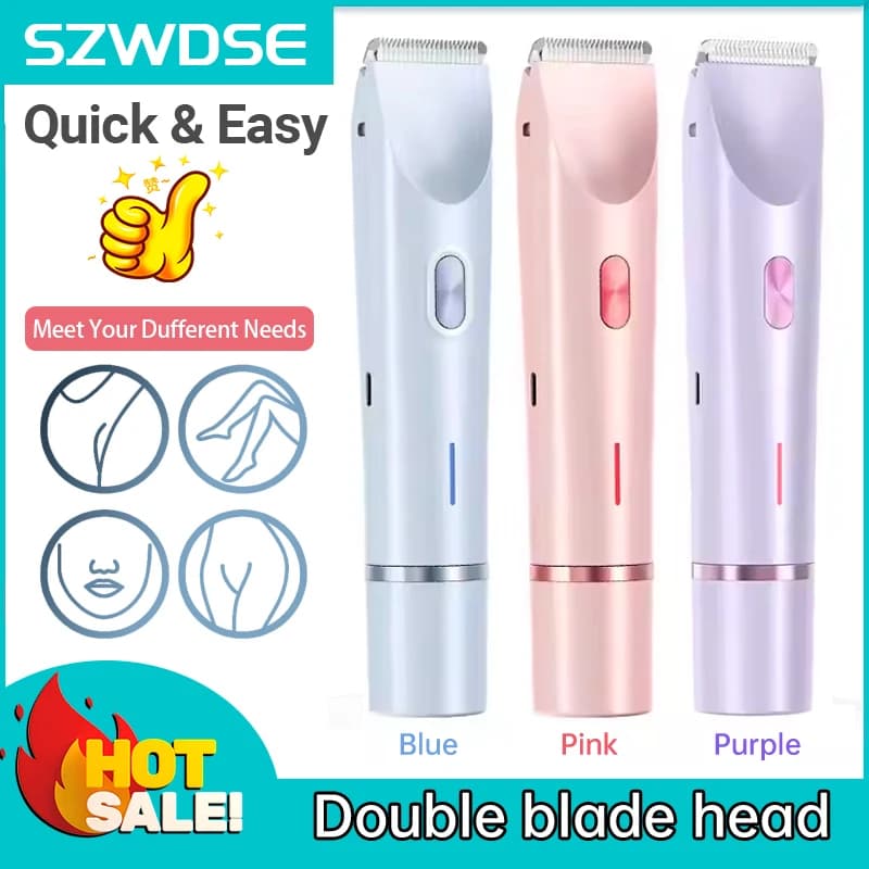 2026 Dual Head Hair Removal for Women Portable Float Blade Wet Dry Use Waterproof Painless Facial Trimmer Body Epilator
