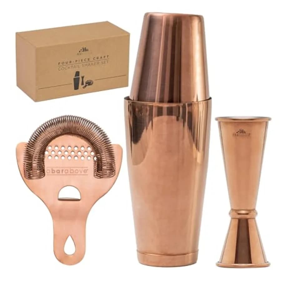 Kit Professionale per Cocktail con Shaker Boston, Strainer e Jigger, Accessori da Bar per Cocktail Artigianali