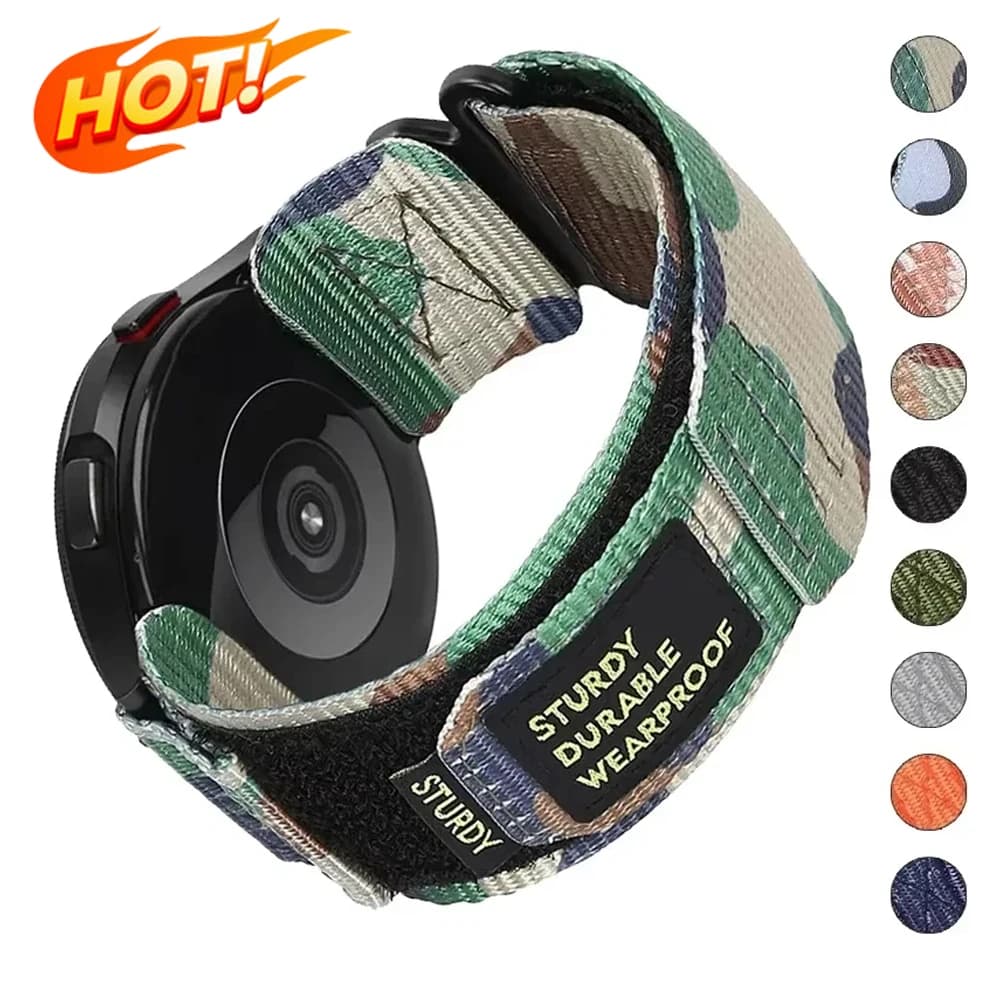 20mm Tactics Sport Strap for Samsung Galaxy Watch 7 6 5 4 40mm 44mm Band 6Classic 43 47mm Nylon Loop Bracelet 22mm GearS3 Correa