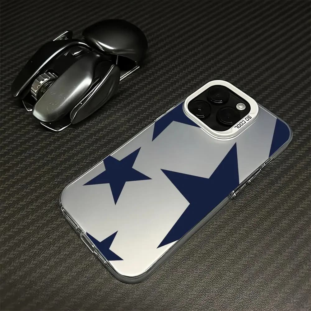 Custodia per telefono stella minimalista blu adatta per iPhone 17 16 15 14 13 12 11 Pro/Max/Plus cover posteriore antigoccia e antiurto