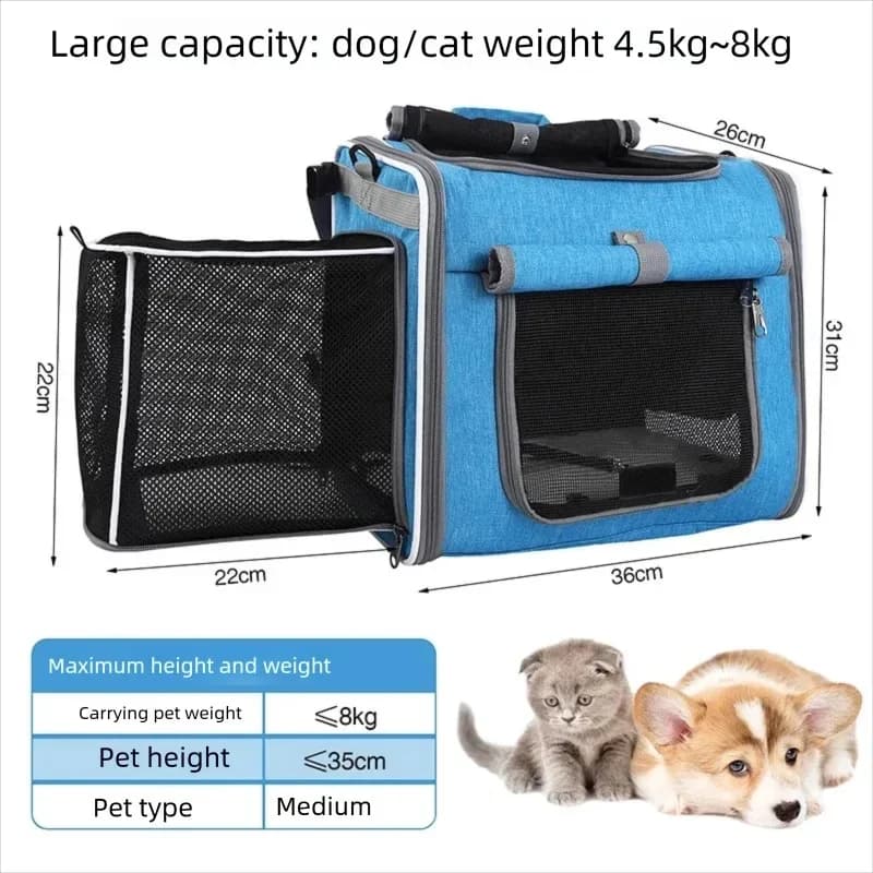 Cestino per Bicicletta per Cani o Gatti, Espandibile e Pieghevole, Zaino Morbido per Trasporto Animali con 4 Porte Apribili, Trasportino Pieghevole per Cani e Gatti