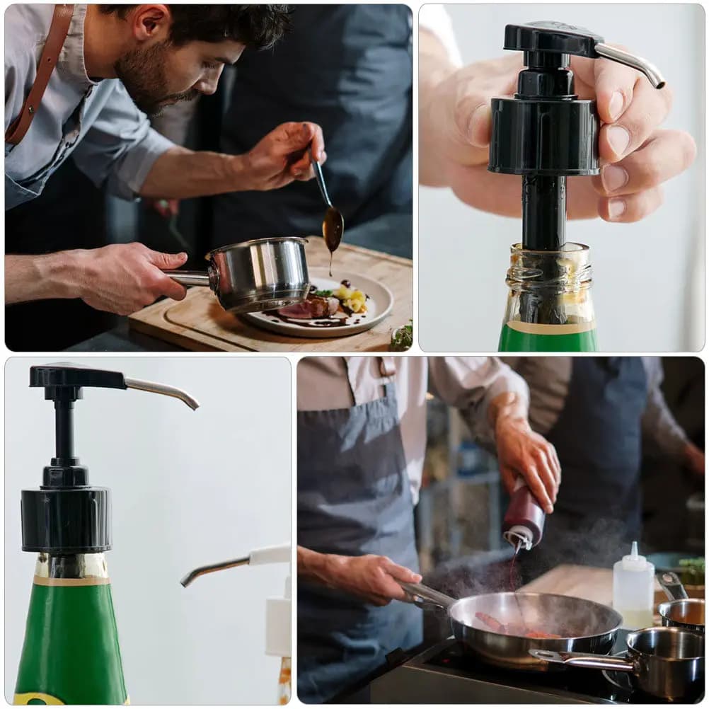 1 Set Oyster Press Pump Head Food Grade Kitchen Condiment Dispenser Oil Squeeze Bottle Nozzle Syrup Pressure Head For