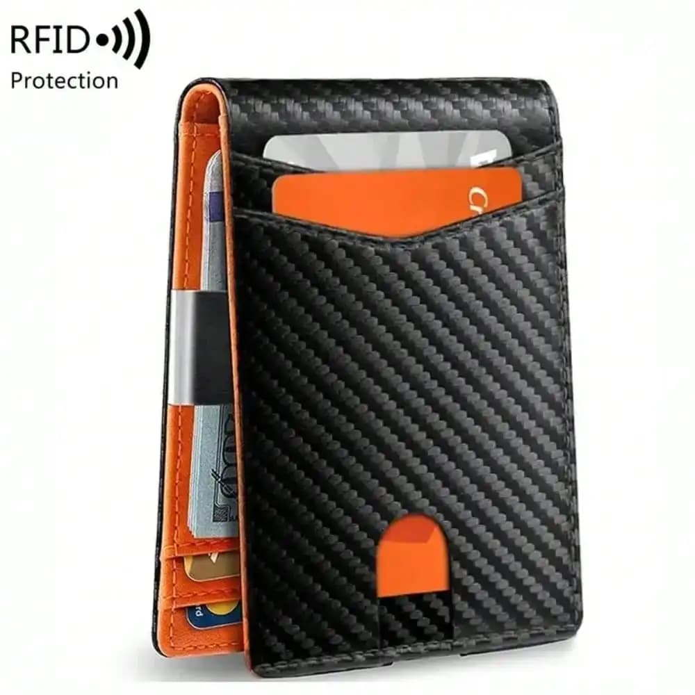 Portafogli da uomo di lusso in fibra di carbonio RFID, portamonete sottile, porta carte di credito, portafoglio piccolo e corto da uomo, portafoglio da uomo.