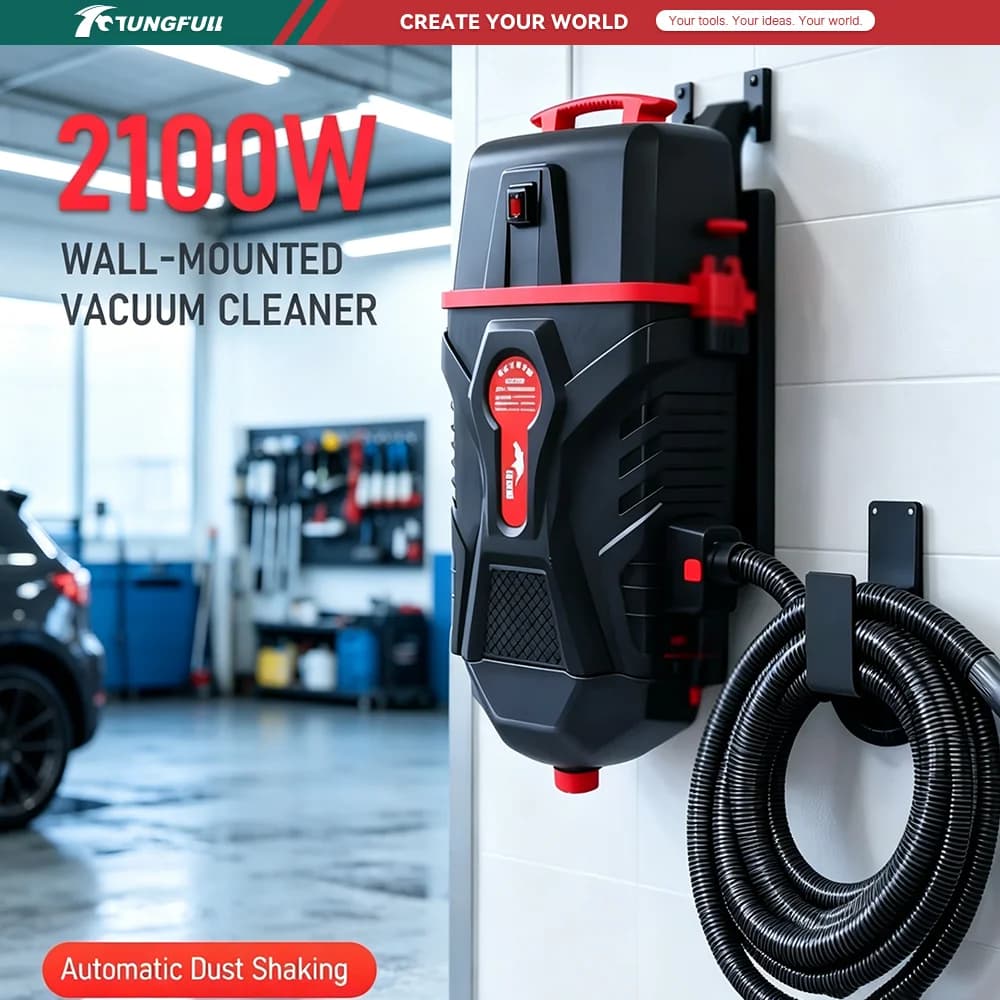 2100W Wall Mount Car Vacuum Cleaner Wet Dry Vacuum Cleaner For Car Beauty Shop 4S Salon Wall‑hanging Auto Dust Collector