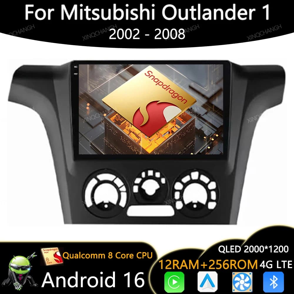 Android 16 Car Radio For Mitsubishi Outlander 1 2002 - 2008 GPS QLED 4G WIFI 2DIN Carplay Auto Multimedia Video Player Qualcomm