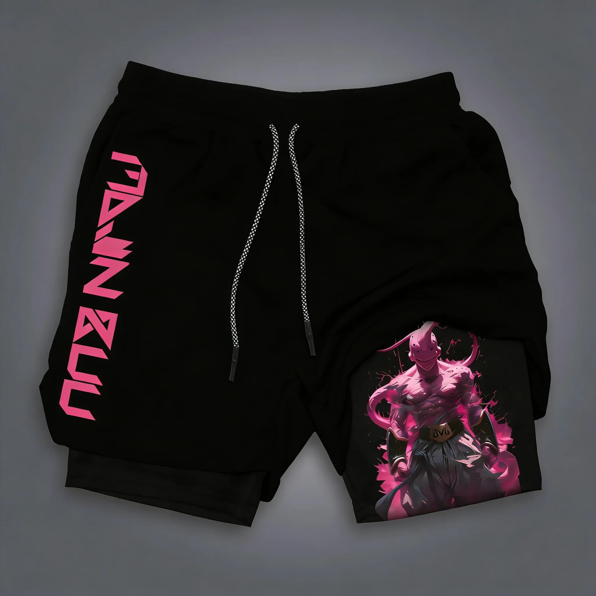 Unisex Dragon Ball Anime Majin Buu Sports Shorts Printed Double Layer 2026, Quick Drying, Breathable, for Swimming and Fitness Summer