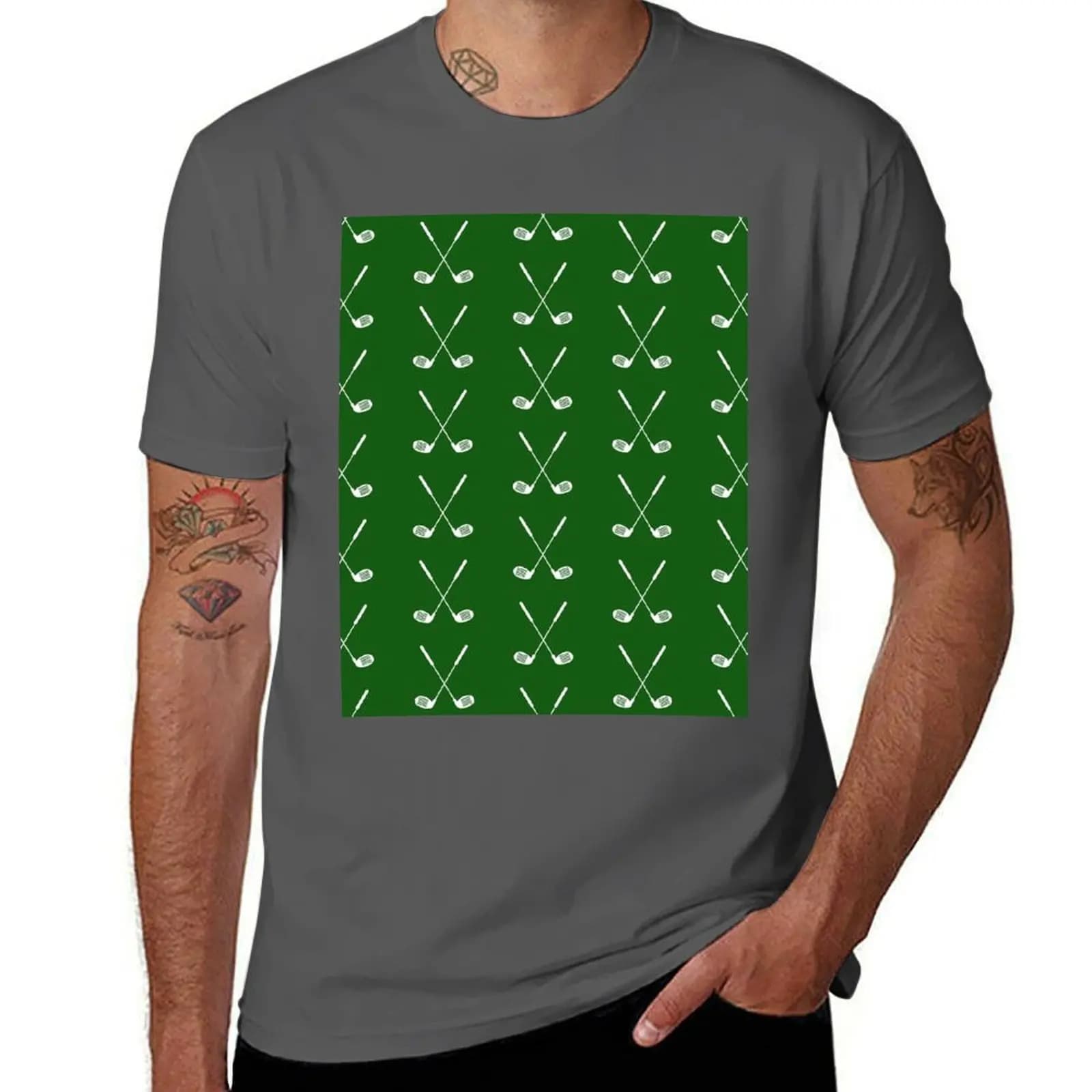 T-shirt con motivo Crossed Golf Clubs, t-shirt casual di lunga durata
