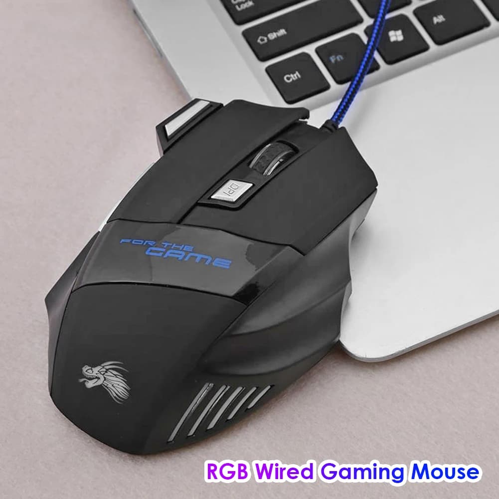 Mouse da gioco cablato 7 pulsanti retroilluminato 5500 DPI Mouse ottico regolabile per PC Gamer Computer portatile Mouse ergonomici Silenzioso