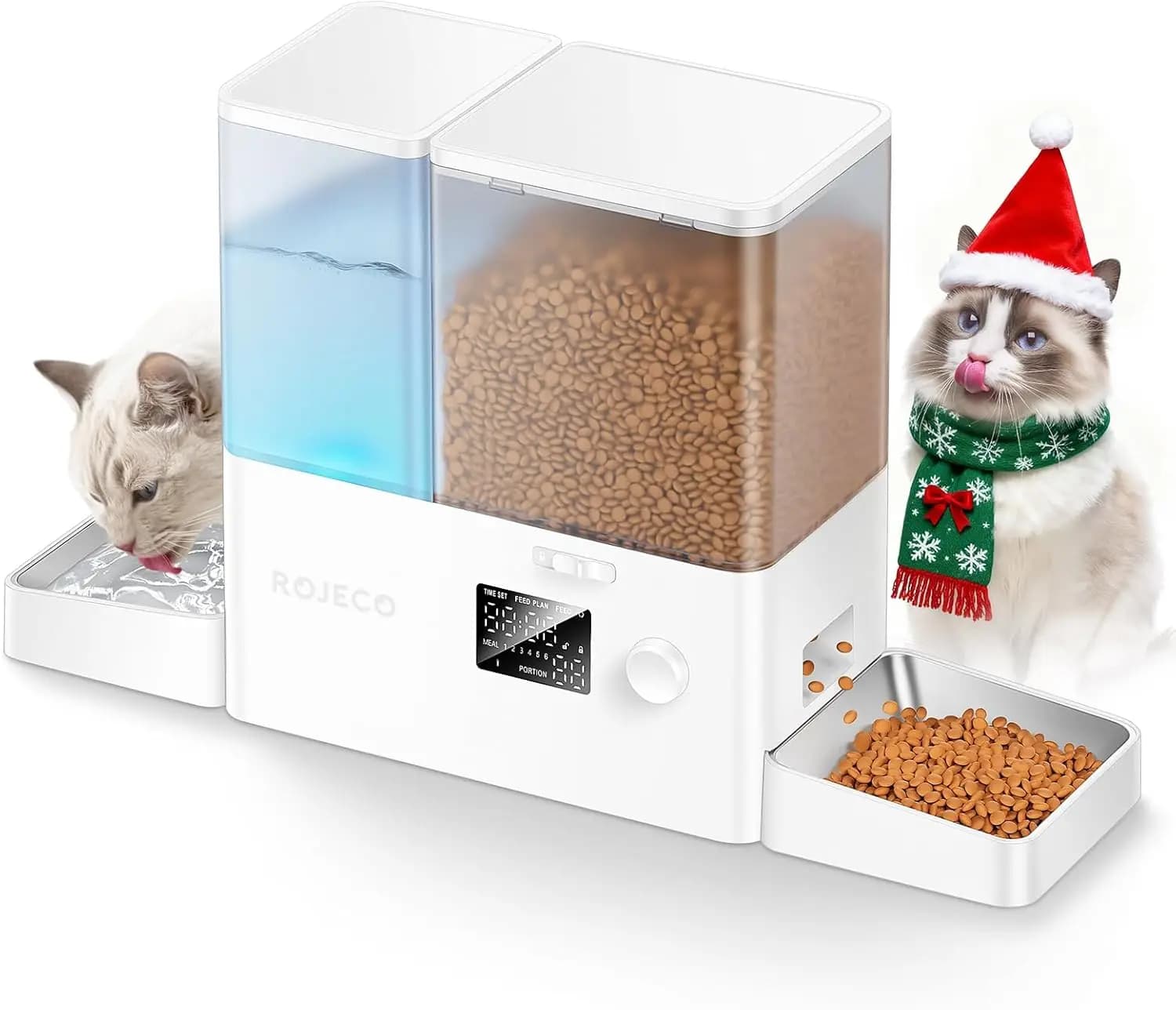 Set mangiatoia automatica per gatti e distributore d'acqua, cibo da 8,5 litri + acqua da 3,5 litri, ciotole in acciaio inossidabile per animali domestici