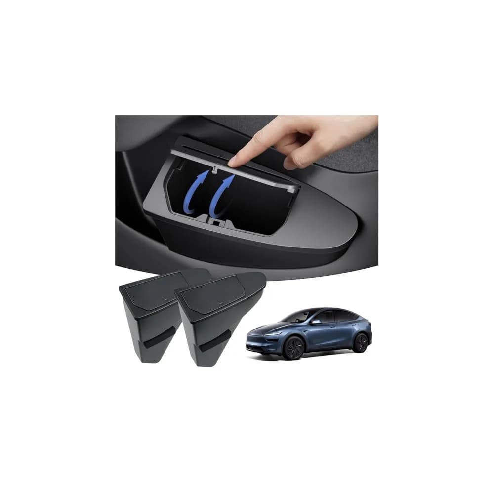 2 contenitori portaoggetti per auto, da posizionare sul portiera anteriore, con coperchio a pressione, in ABS, per sedile anteriore.