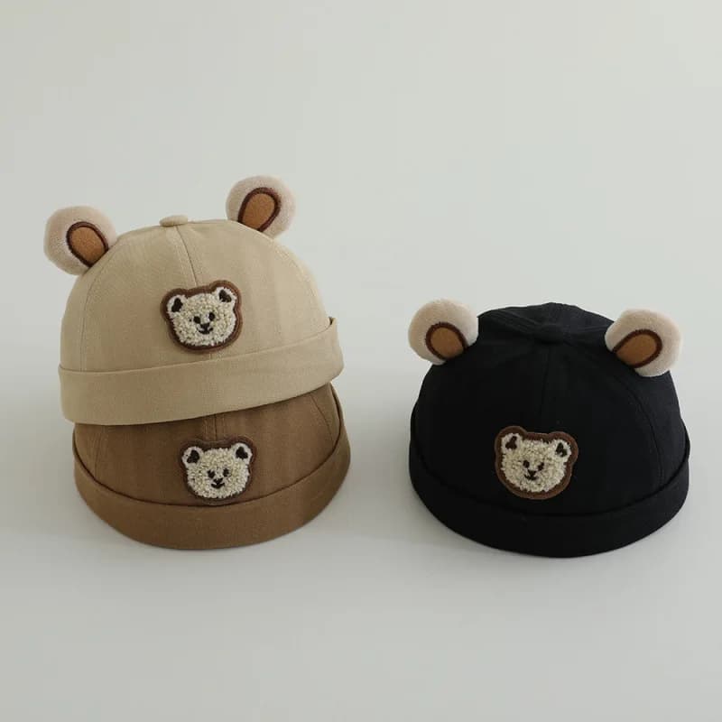 Cute Bear Baby Brimless Hat Cartoon Toddler Dome Melon Cap 1-3Year Boys Girls Cotton Beanie Bonnet Spring Children Docker Caps