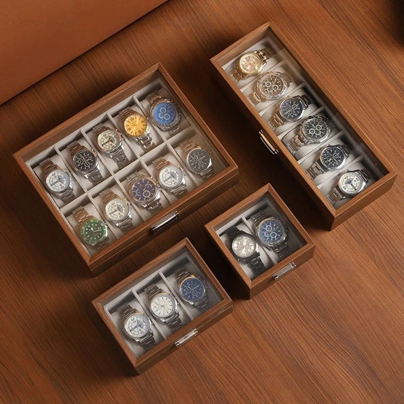Scatola Porta Orologi Effetto Legno con 2/3/6/10 Scomparti, Espositore Organizzatore per Collezione di Orologi da Casa