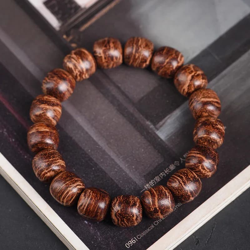 Bracciale con perline di preghiera Golden Armor in Dalbergia Odorifera, cordino in legno di sandalo per uomo e donna, per meditazione e come ornamento da polso, ideale come regalo