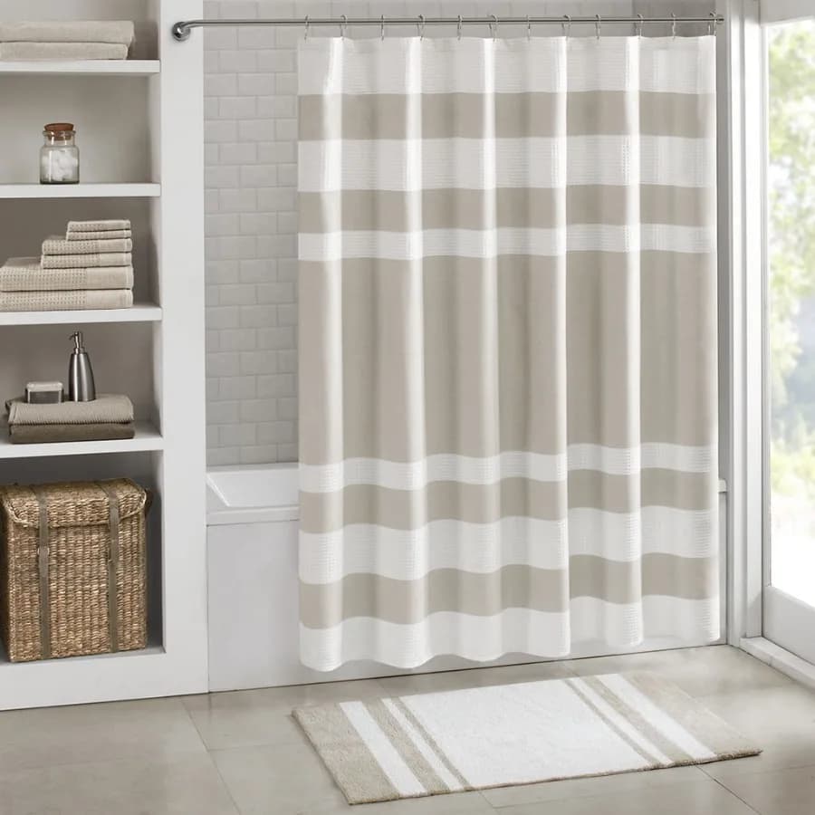 Medium Pile Cotton Reversible Bathroom Rug Non-Slip Bath Mat Taupe 20"W x 30"L