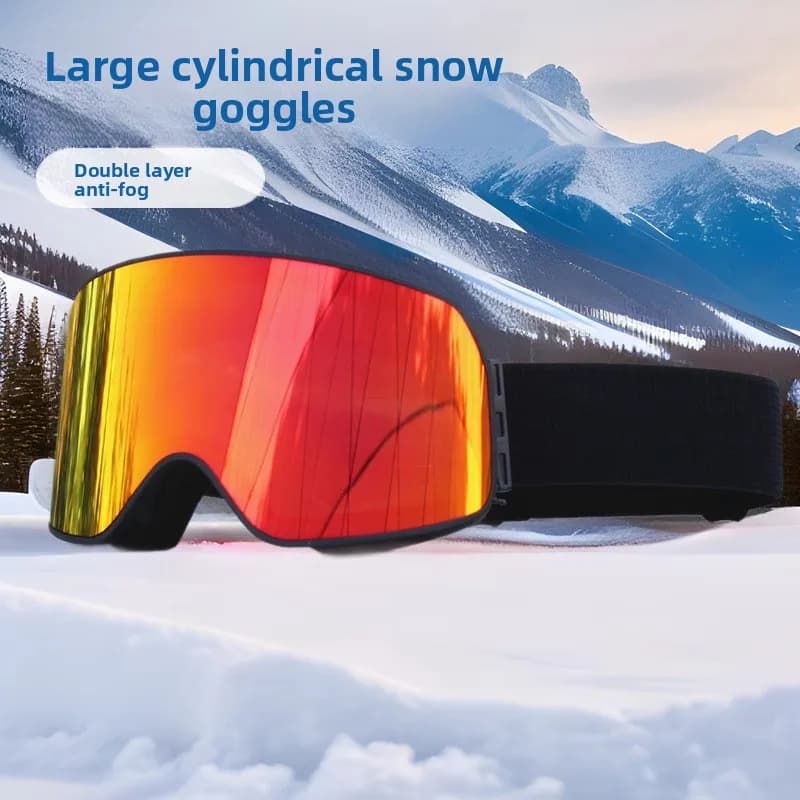 Occhiali da sci da snowboard con montatura grande Donna Uomo Occhiali da sci Maschera UV400 Protezione da neve sopra gli occhiali Doppio antiappannamento per adulti