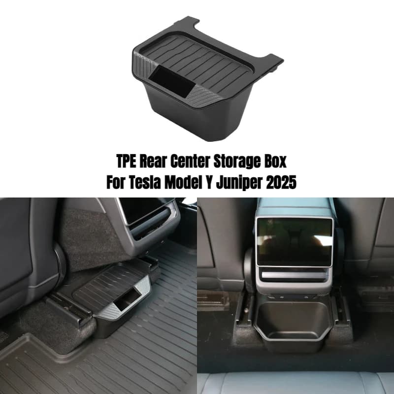 Scatola portaoggetti centrale posteriore TPE per Tesla Model Y Juniper 2021-2025 Pattumiera impermeabile per il posizionamento dei fazzoletti Accessori per auto