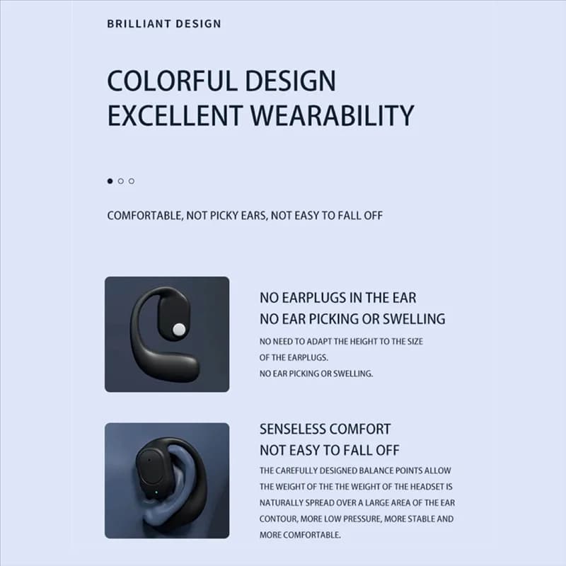 -PQWN Cuffie wireless Cuffie Bluetooth con microfono Auricolari vivavoce con cancellazione del rumore a conduzione ossea