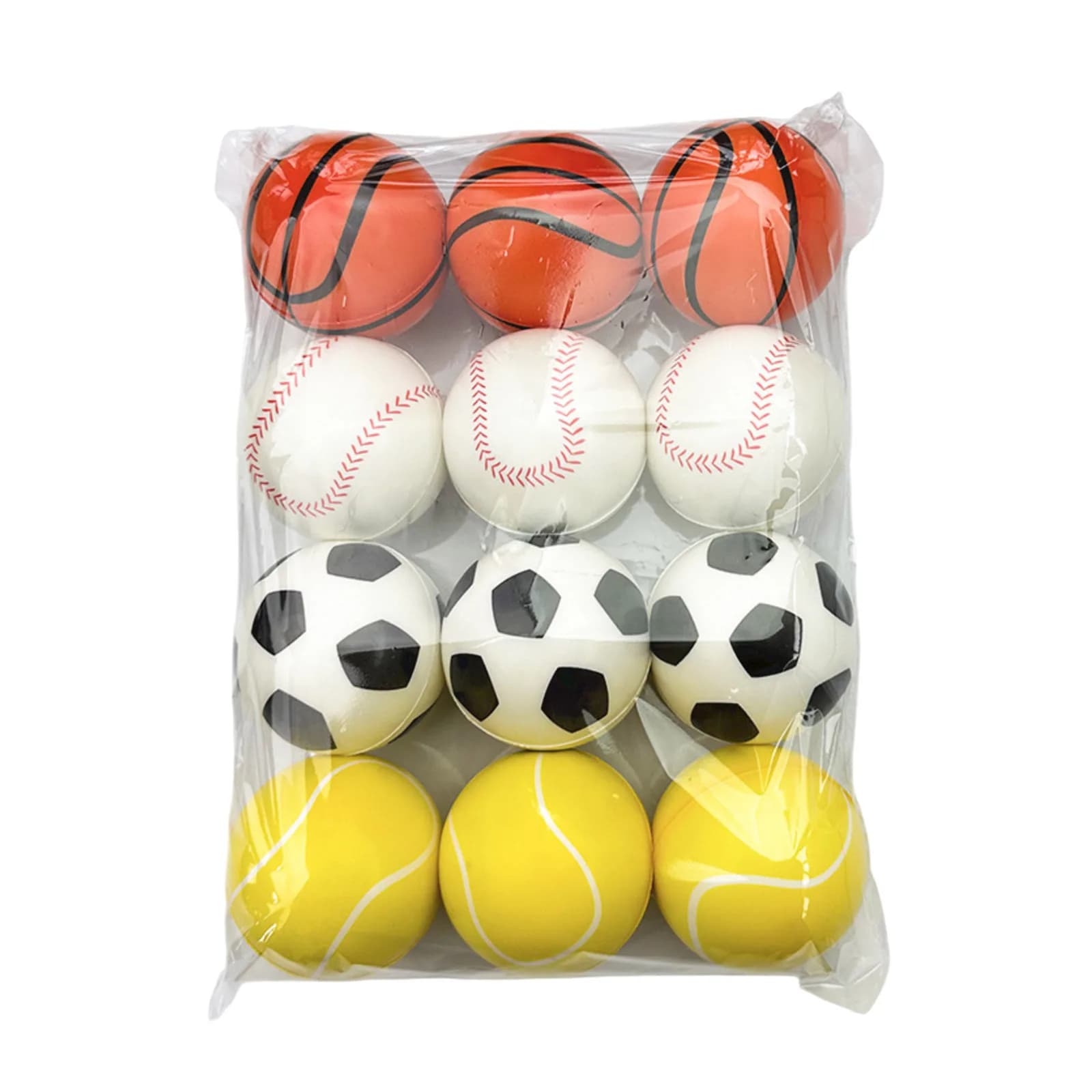 12 Palline Antistress in Schiuma Morbida per Bambini: Calcio, Basket, Baseball, Tennis - Giocattoli Decompressione e Antistress