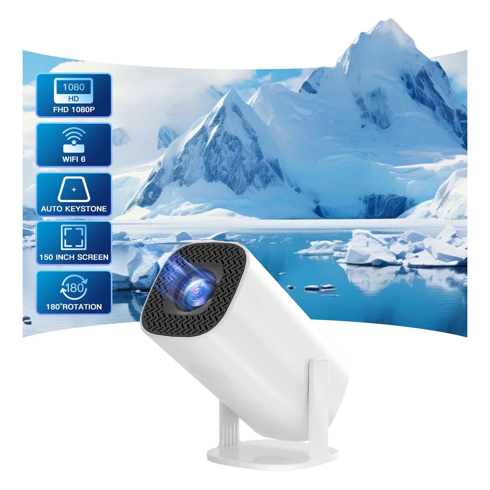 Proiettore Android 11 con WiFi 6 e Mini proiettore portatile intelligente Bluetooth 2.4g 5.8g Pocket Outdoor