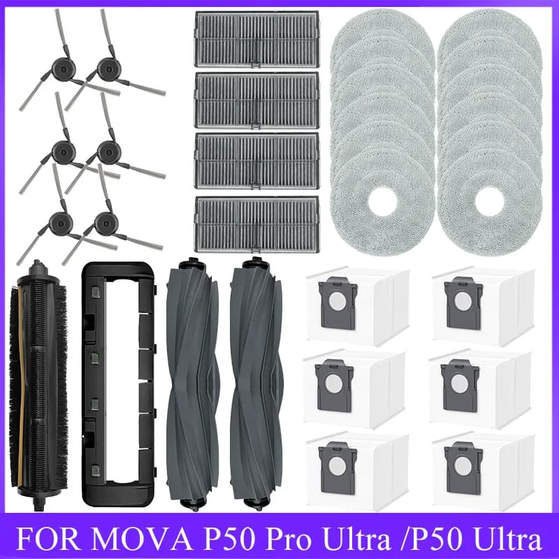 Compatibile PER MOVA P50 Pro Ultra /P50 Ultra Spazzola principale Spazzola per bordi Sacchetto per la polvere in tessuto Parti del filtro Accessori di ricambio