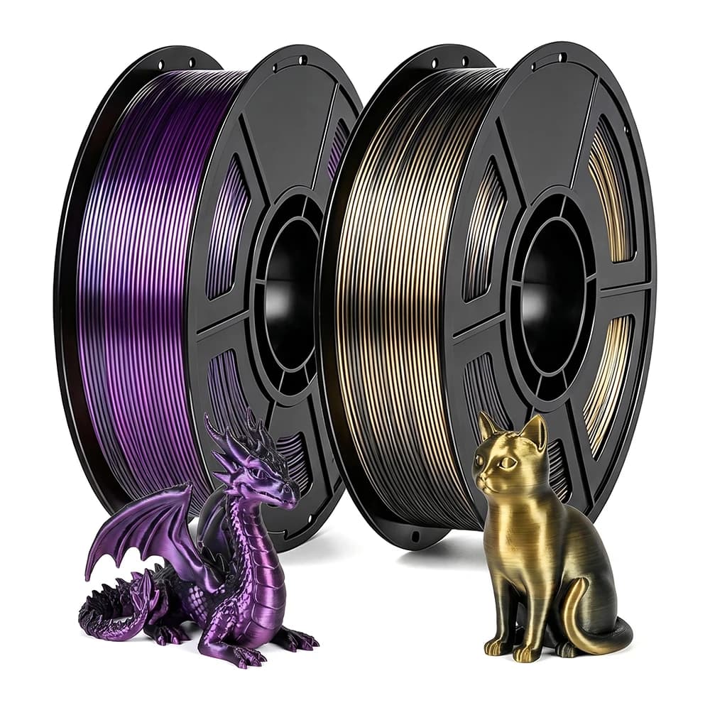 3D Printer Filament PLA silk black purple green and Black Gold 1.75mm 3D Printing Filament 250gx2 Independent vacuum packaging