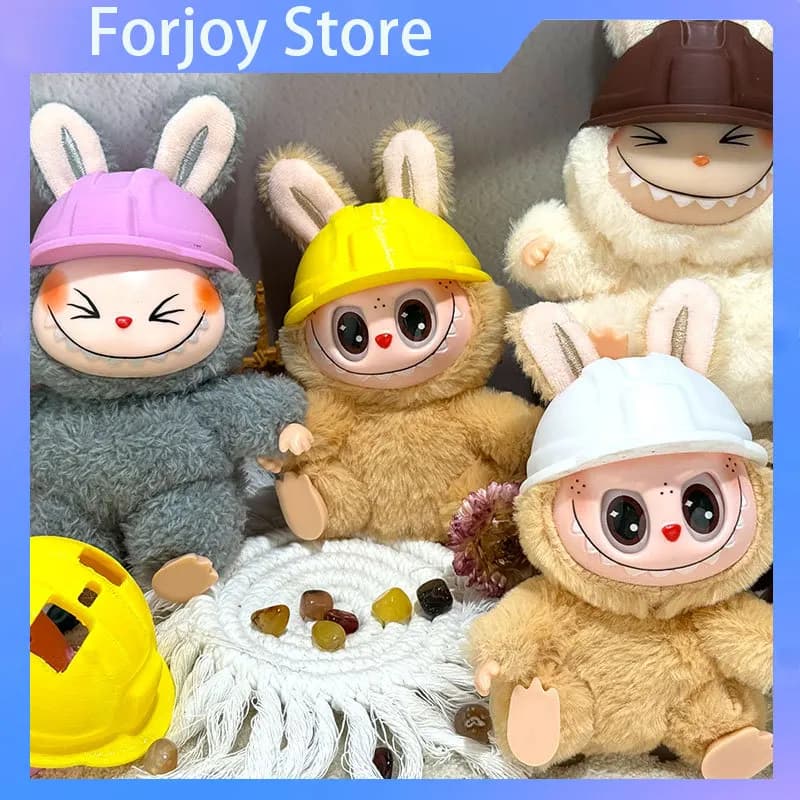 Hats For V1 V2 V3 17cm Labubu Doll Protective Hat Safety Cap Construction Hat Colorful Cute Realistic Doll Accessories Toy Gifts