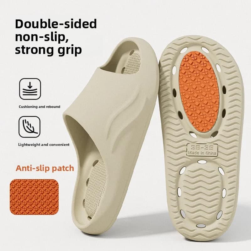 Thick Bottom Bathroom Slippers Men's Summer Home Indoor Anti-Slip Couple Quick Dry Hollow Home Bathing Drainage Cool Slippers...