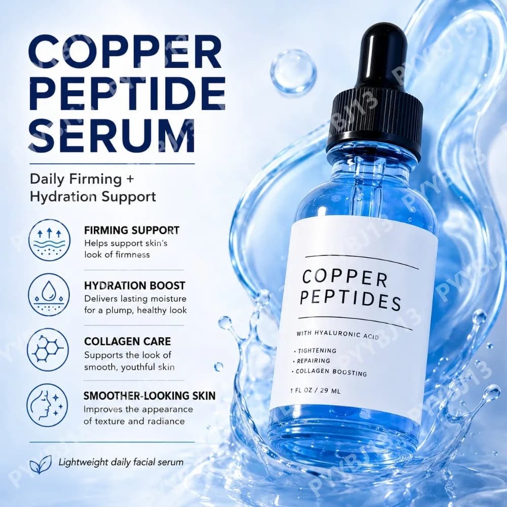GHK Cu Peptide Serum – Copper Peptide Serum for Tightening, Collagen Boosting & Hydrating – Topical GHK-Cu with Hyaluronic Acid