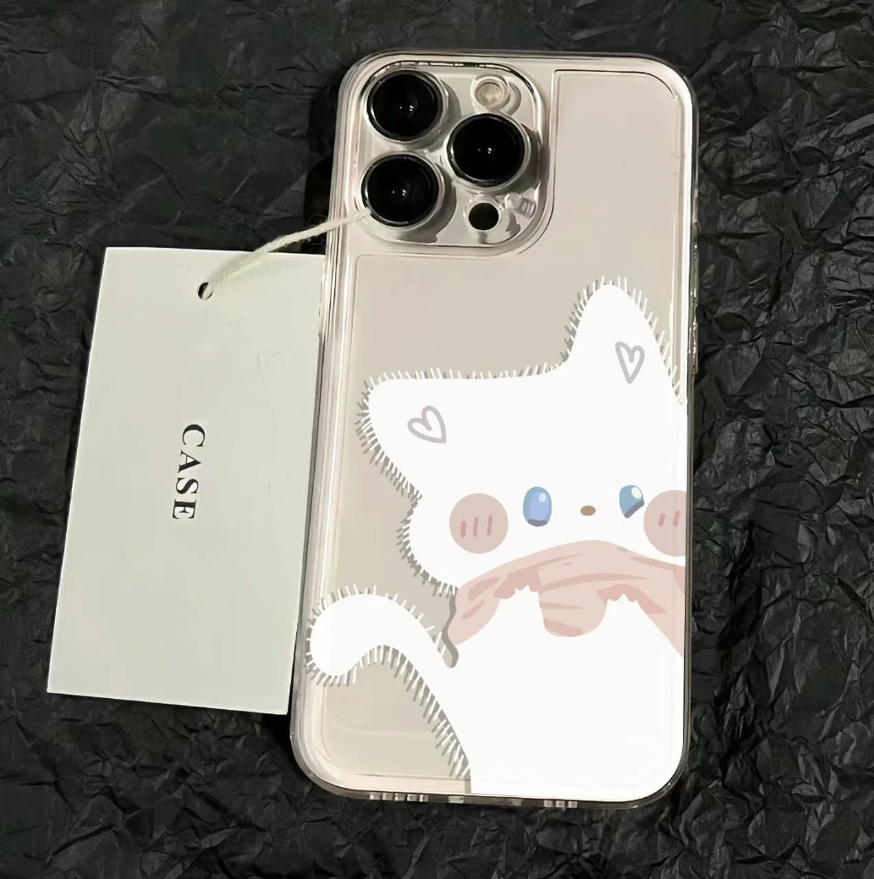 Simpatico cartone animato gatto bianco nero coppia cassa del telefono per iPhone 17 16 15 11 12 14 13 Pro Max Mini X XS XR 7 8 Plus SE 16E Cover Fundas