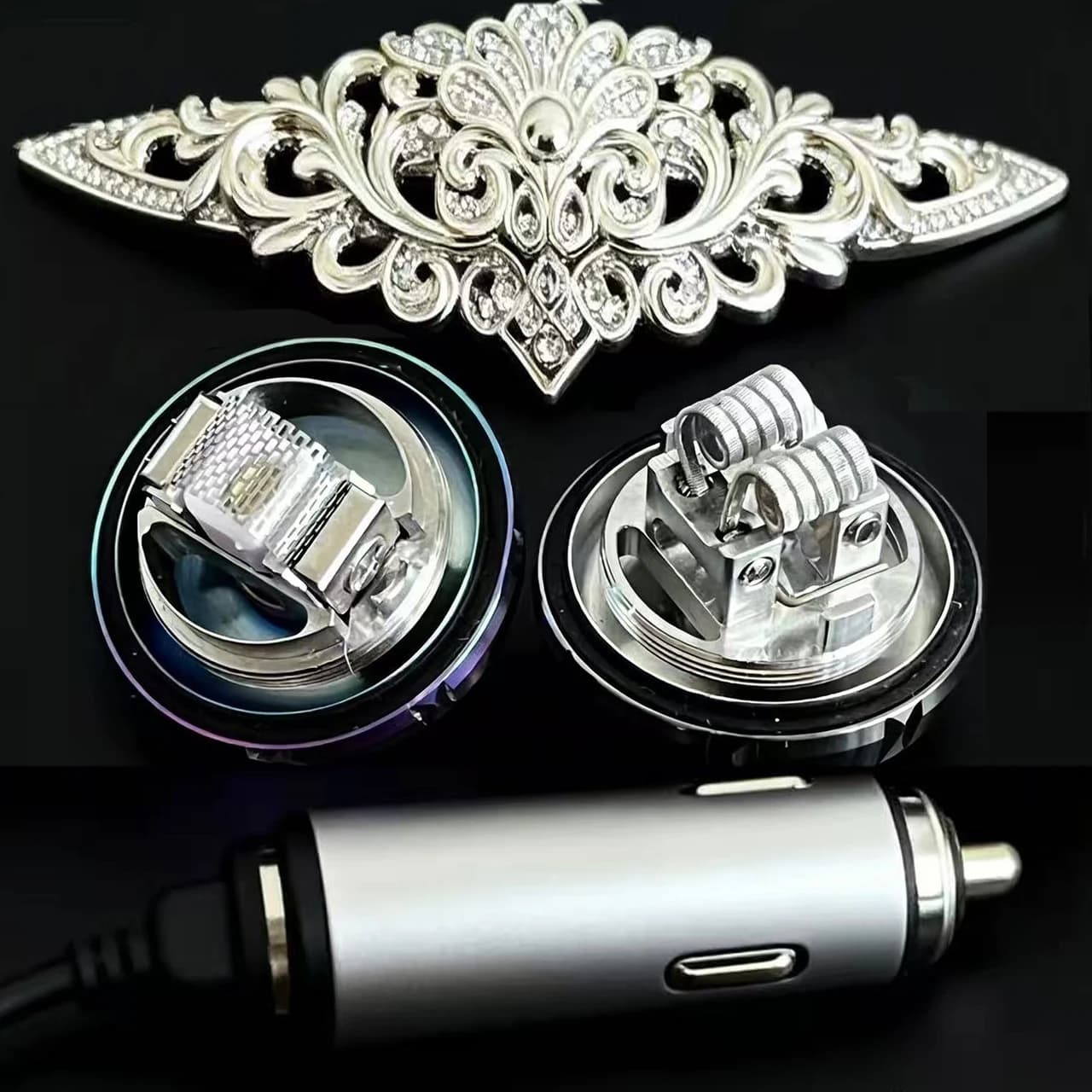 Accessori per Interni Auto ZZEUS: 2 Tipi di Modelli (Spirale, X, Filettato, A Rete, Rete, II) con Perno a Vite Inferiore in Metallo, O-ring, Accessori per Ponte
