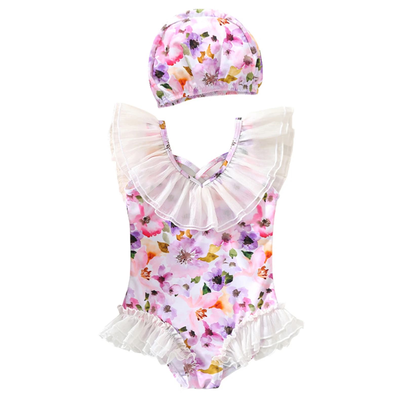 Baby swimsuit, full sleeveless suit printed with bath hood, for beach holidays, swimming pool, water sports, bathing suit for thermal springs