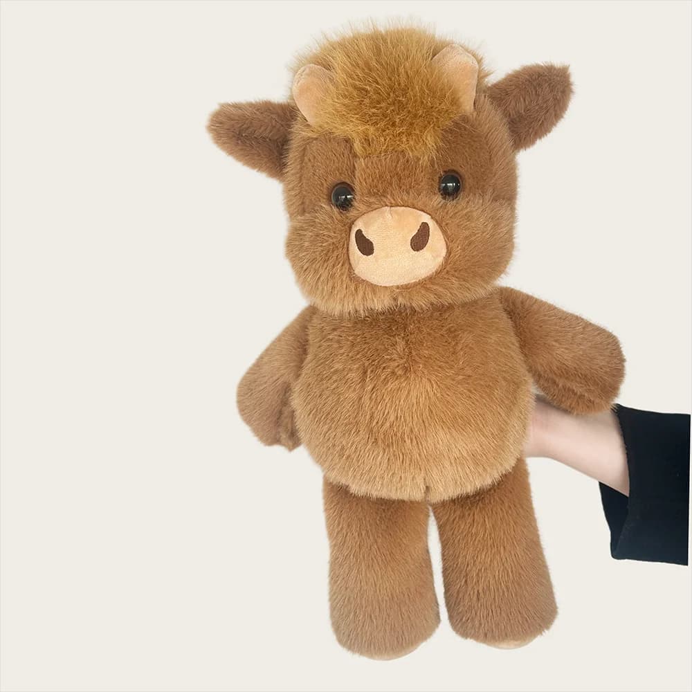 Peluche di Mucca Highland Marrone da 40 cm, Simpatico Animale di Peluche Realistico, Morbida Bambola di Mucca Highland, Regalo di Compleanno per Bambini, Decorazione per la Casa