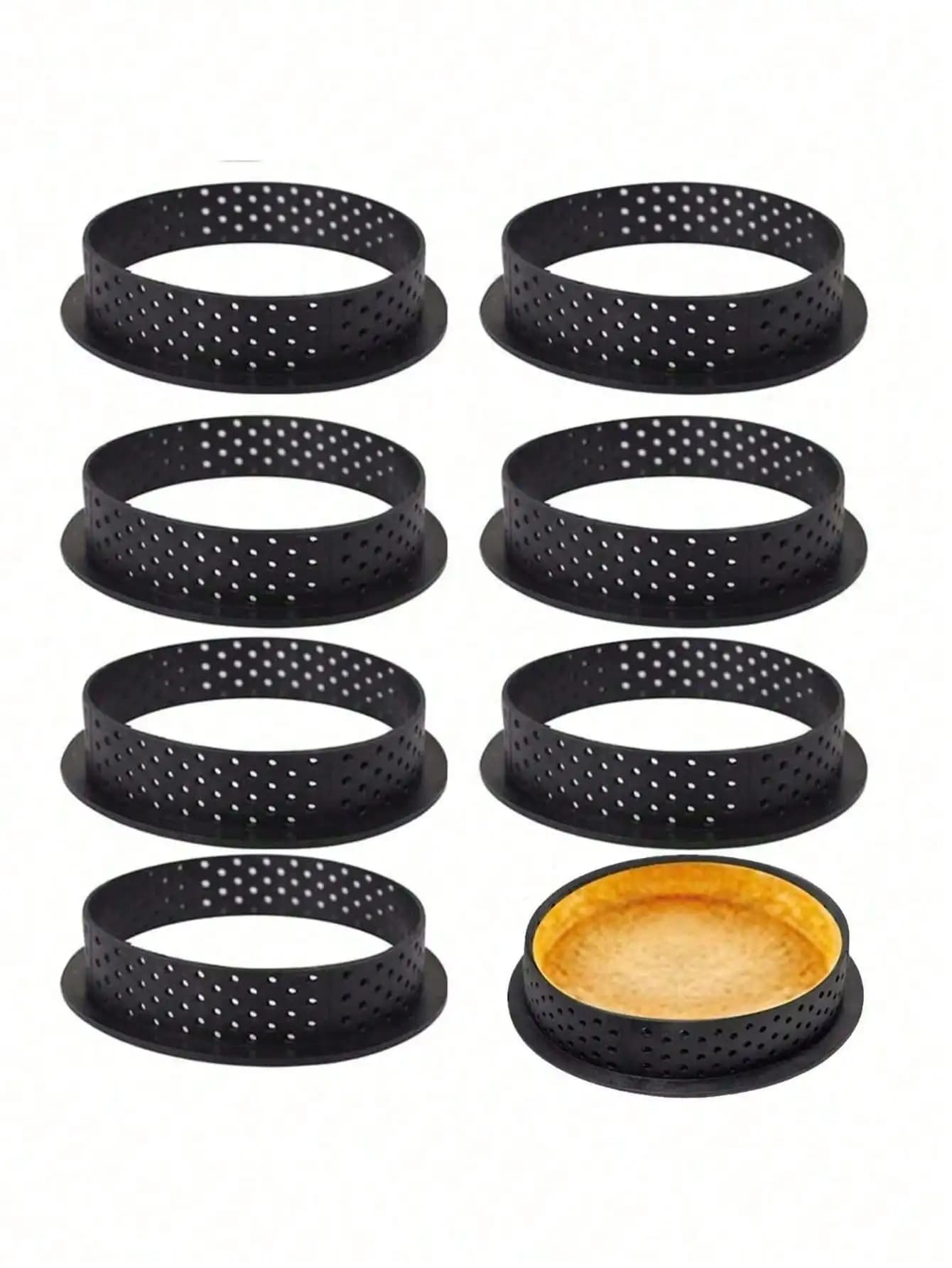 Mini Tart Ring Mold for Baking,Round Shape Black Cake Mold Mousse Circle Tart Ring Round Cake Molds,bakery accessories cake mold