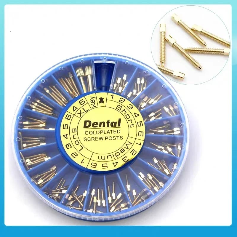120 Pz/scatola Dentale In Acciaio Inox Vite Post Dentale Placcato Oro Vite Post TITANIO Vite Messaggi Per Dentista Strumento Odontoiatria