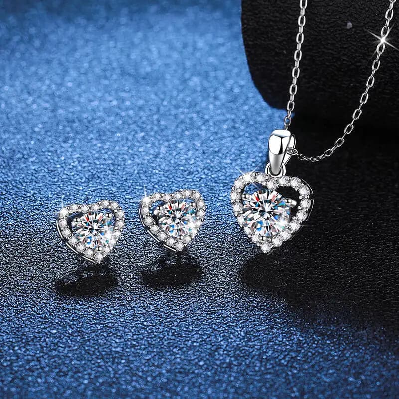 Set di gioielli da sposa classici per donna 1 carato Moissanite Diamond S925 collana in argento orecchini anello regali con GRA