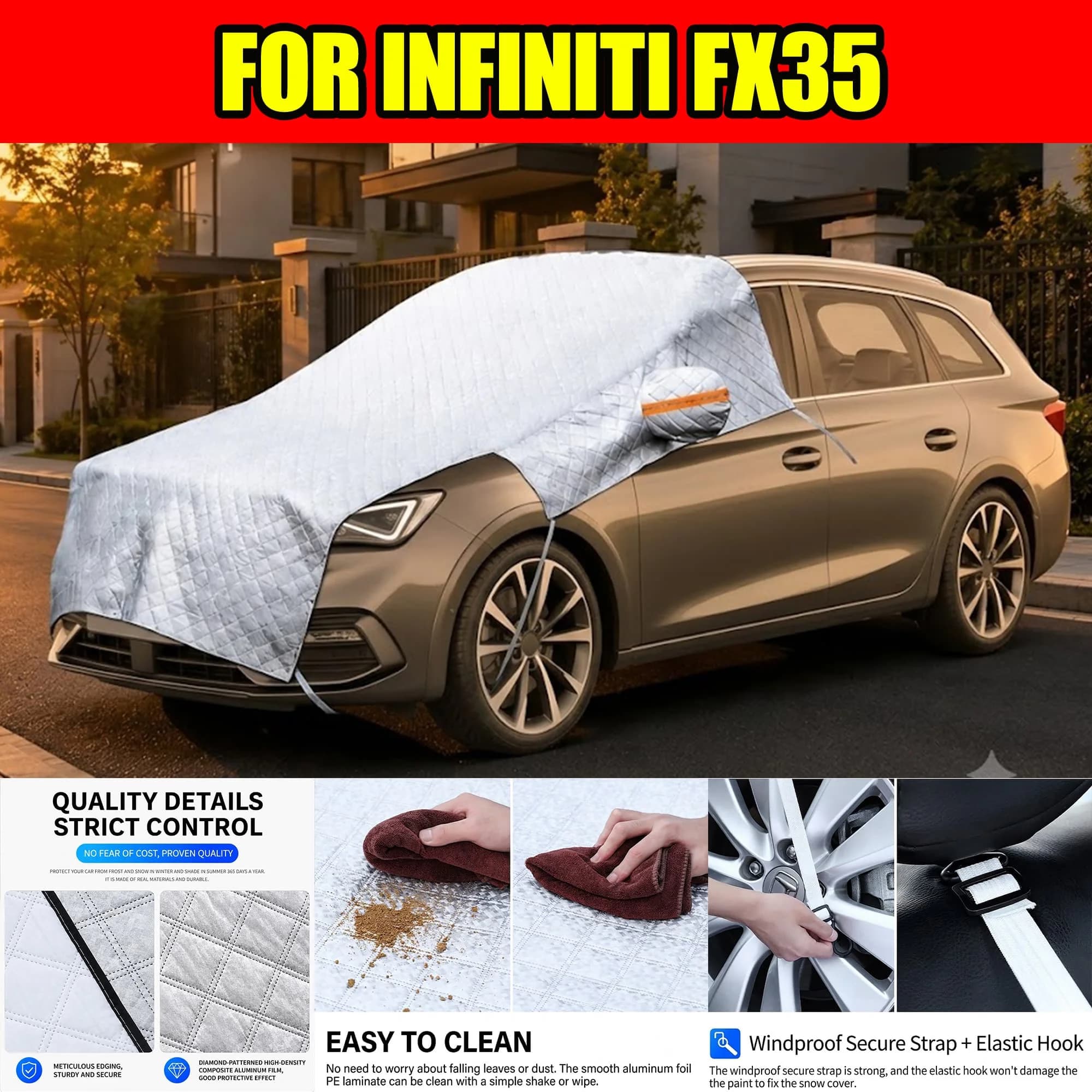 FOR INFINITI FX35 Windshield Sunshade, UV Protection & Heat Block Cover For Car Front Window