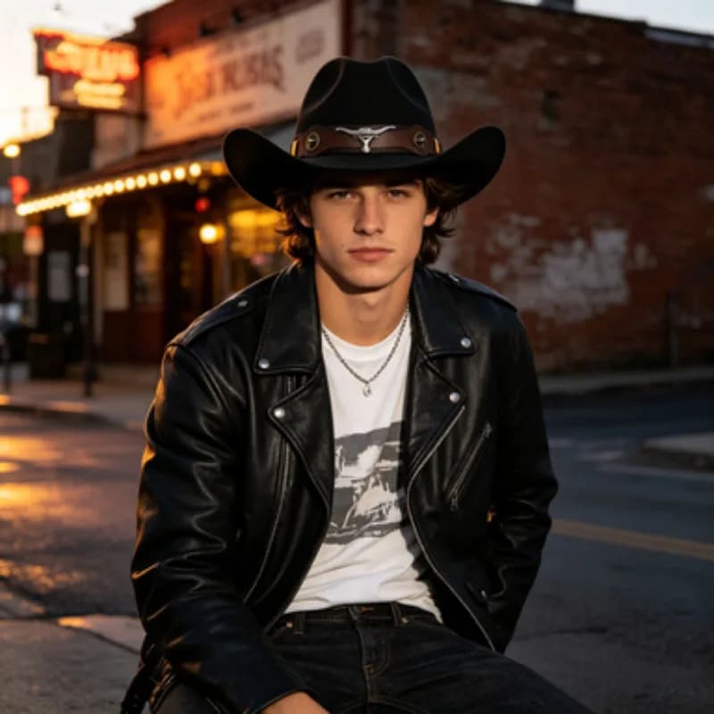New Wool Felt Cowboy Hat, with Ethnic Style, a Tibetan-Style Hat Decorated with Cow Horns, with Rolled Edges, a Trendy New Desig