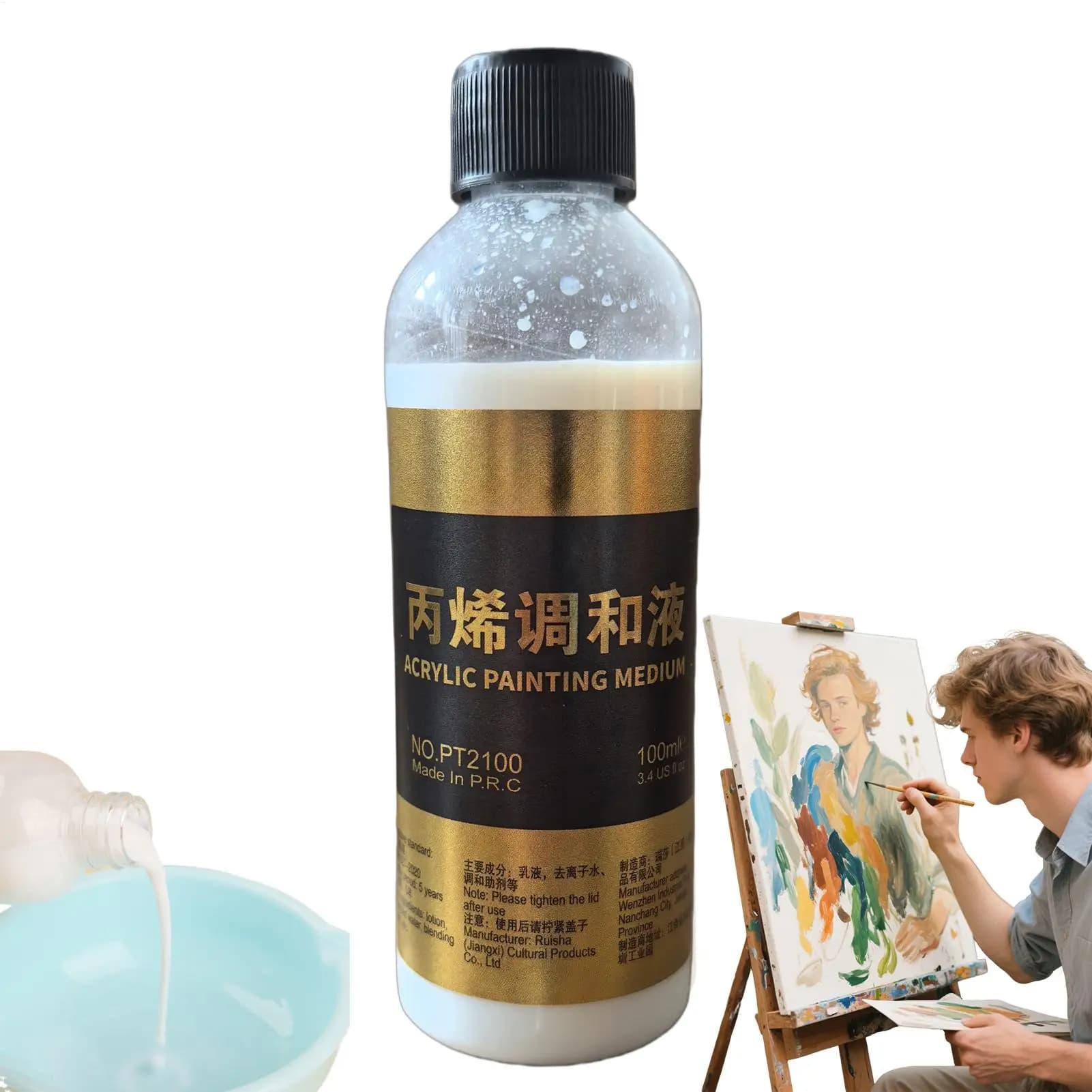 100ml Acrylic Fluid Medium Paint Thinner Art Acrylic Paint Thinner for Teachers Artists Palette Preparation Color Blending Craft