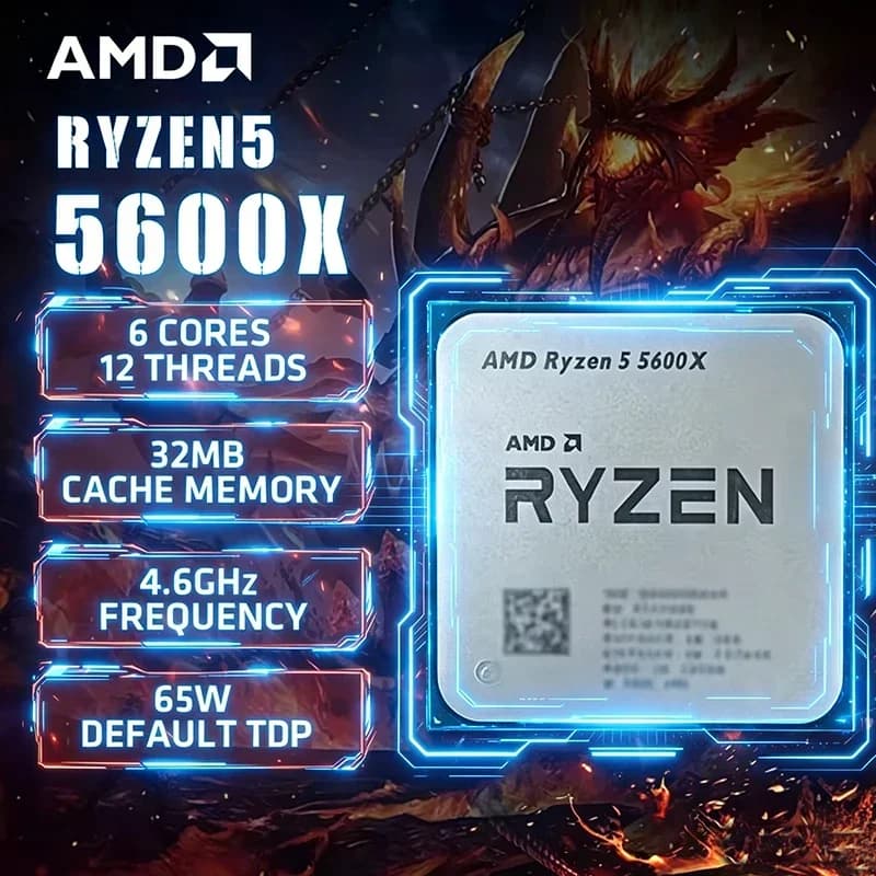 AMD Ryzen 5 5600X AMD R5 5600X CPU 6-Core 12-Thread 4.6GHz Unlocked Desktop Processor Socket AM4 Gaming CPU Without Package